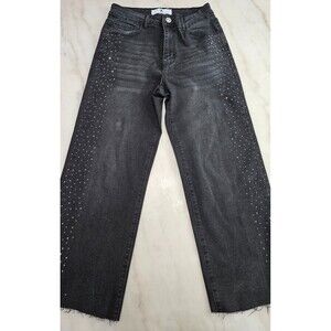 Flying Angel Black Flare Legs Five Pockets Zipper Button Women's Jeans Size 5/27